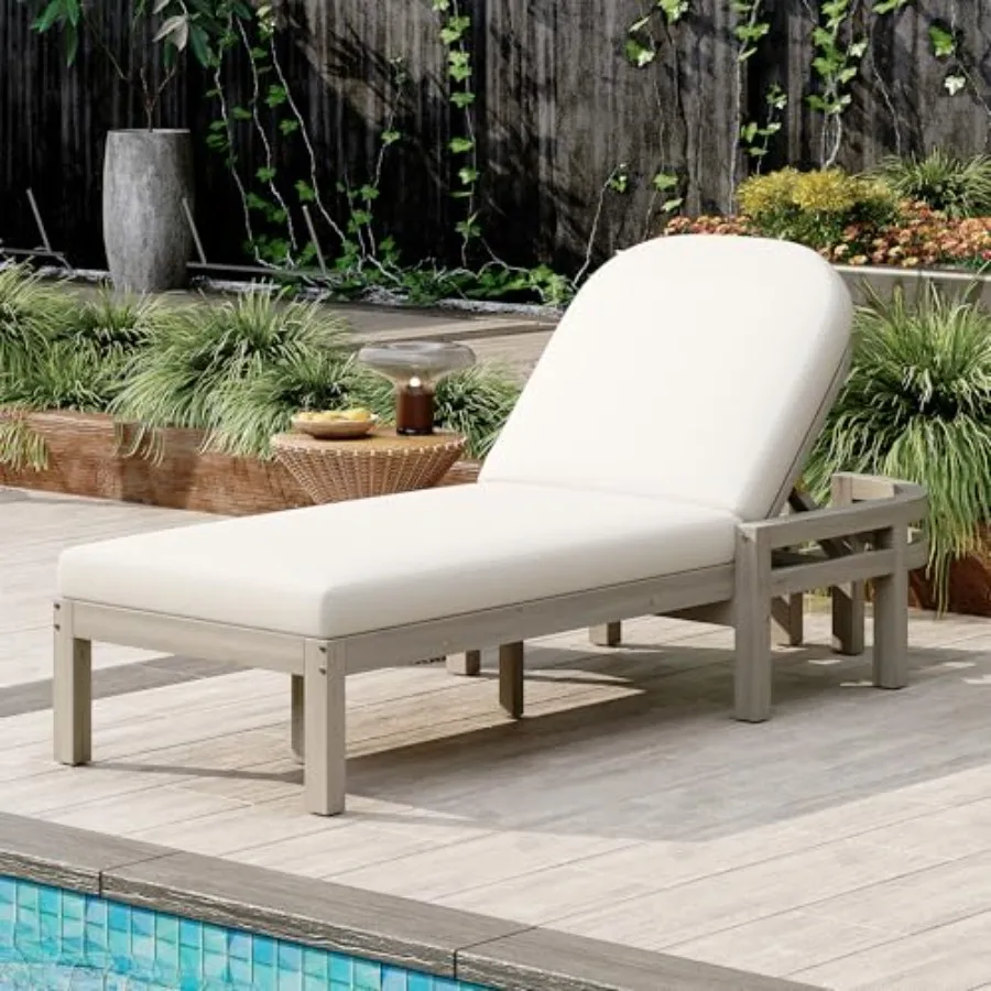 

Комплект из 2 уличных шезлонгов для бассейна, патио, двора, веранды, из акации, для загара, с серой подушкой для сиденья A