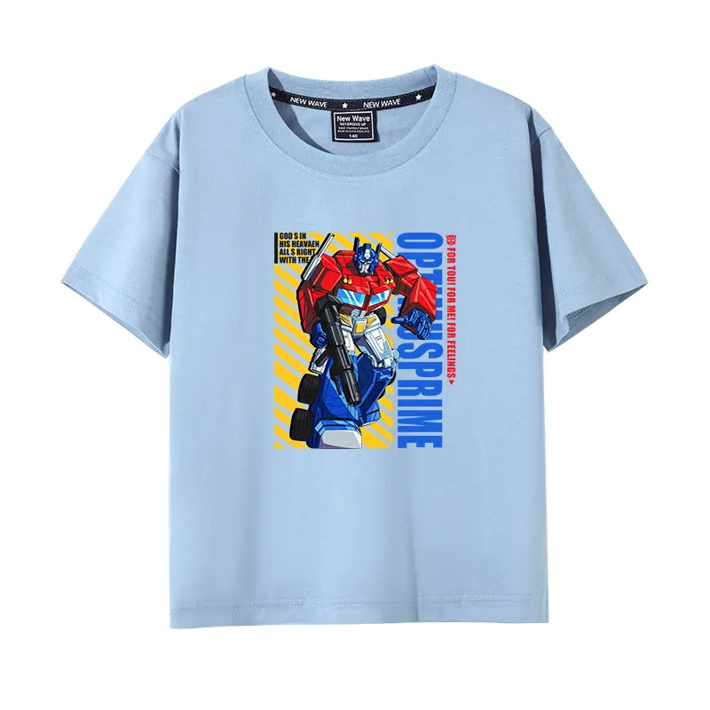 

Transformers Personalized Printed Short Sleeved T-shirt 2026 Handsome Children's Round Neck Pure Cotton Summer Parent Child Top