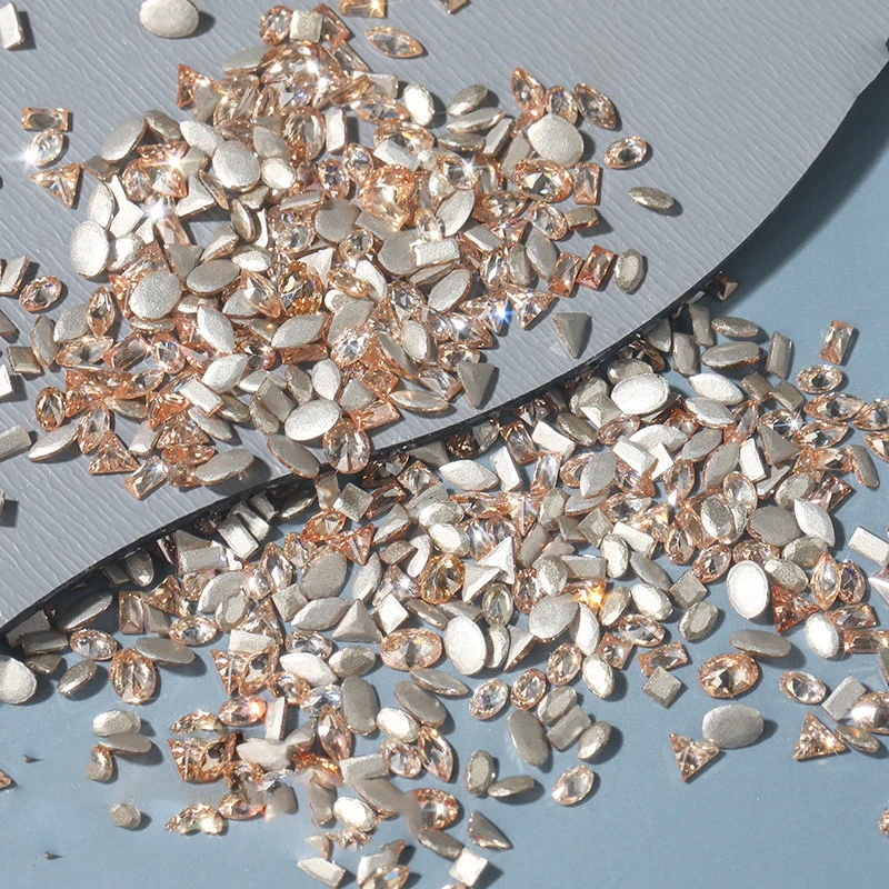 50/100Pcs Mixed Mini Clear/Pink/Champagn Gold Nail Art Rhinestone 2/3/4mm Water Drop/Oval/Sequare Nail Diamond Luxury Crystal