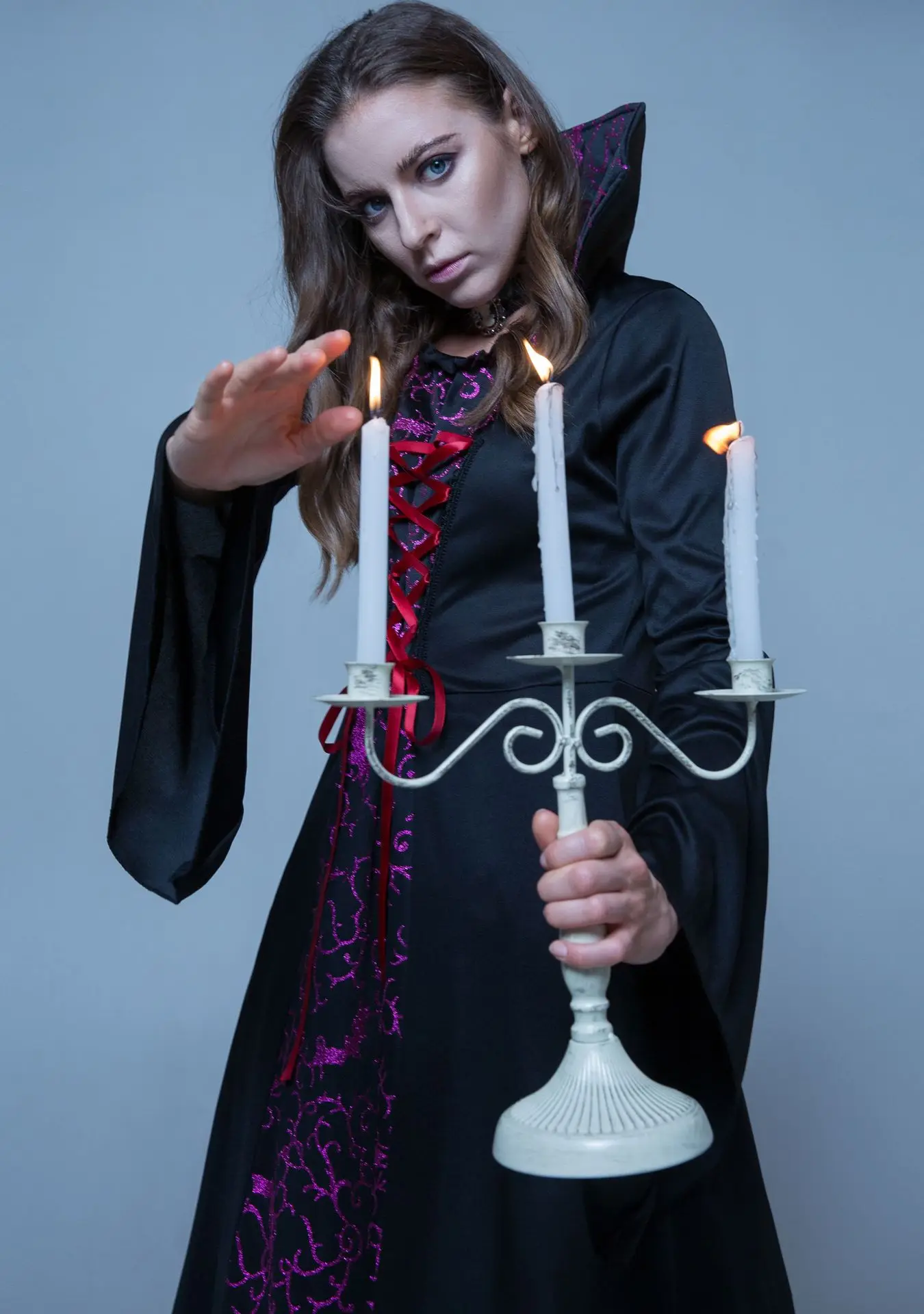Halloween Medieval Court Retro Gothic Vampire Robe Costume Queen Dress