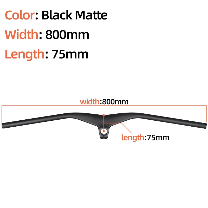 BXT-koolstofvezel geïntegreerd stuur voor fiets, MTB-stuur, 28,6 mm, 720 mm, 740 mm, 760 mm, 780 mm, 800 mm, fietsaccessoires