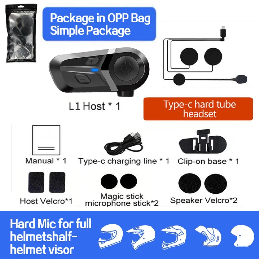 Bluetooth 5.3 Helm Headset Draadloos handsfree bellen Telefoonkit Motorfiets Waterdichte oortelefoon Muziekspeler Luidspreker Moto