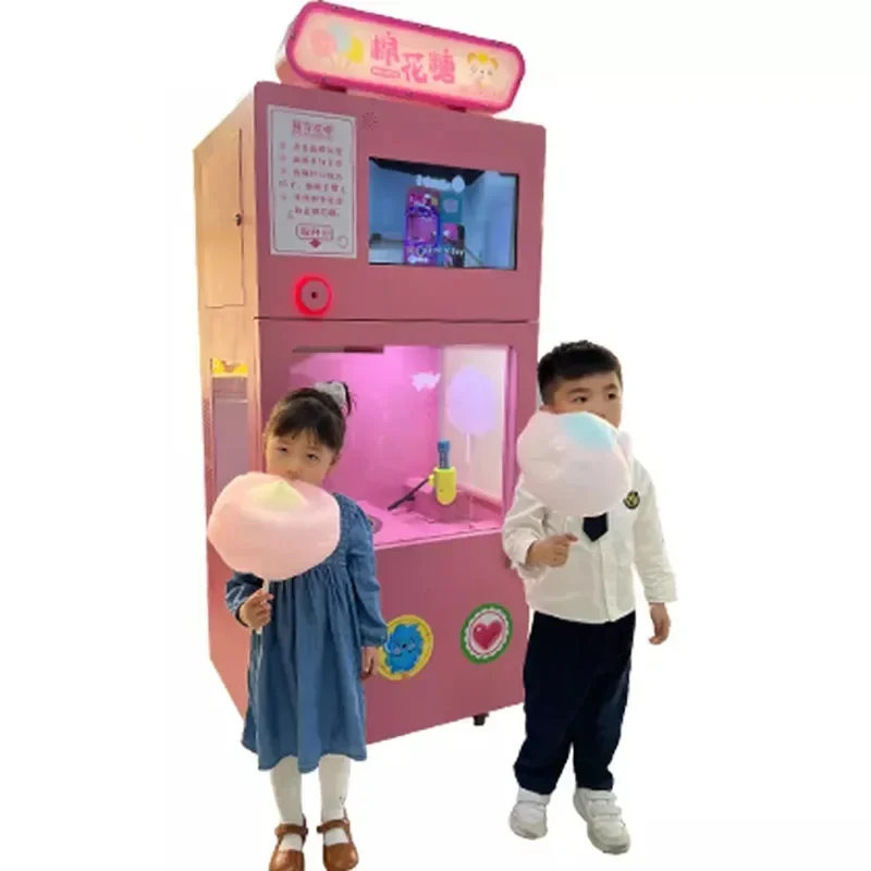 Hot salesSemi Automatic Cotton Candy Dispenser Machine Commercial Self Service Sugar Candy Floss Vending Machine Kiosk Free Ship