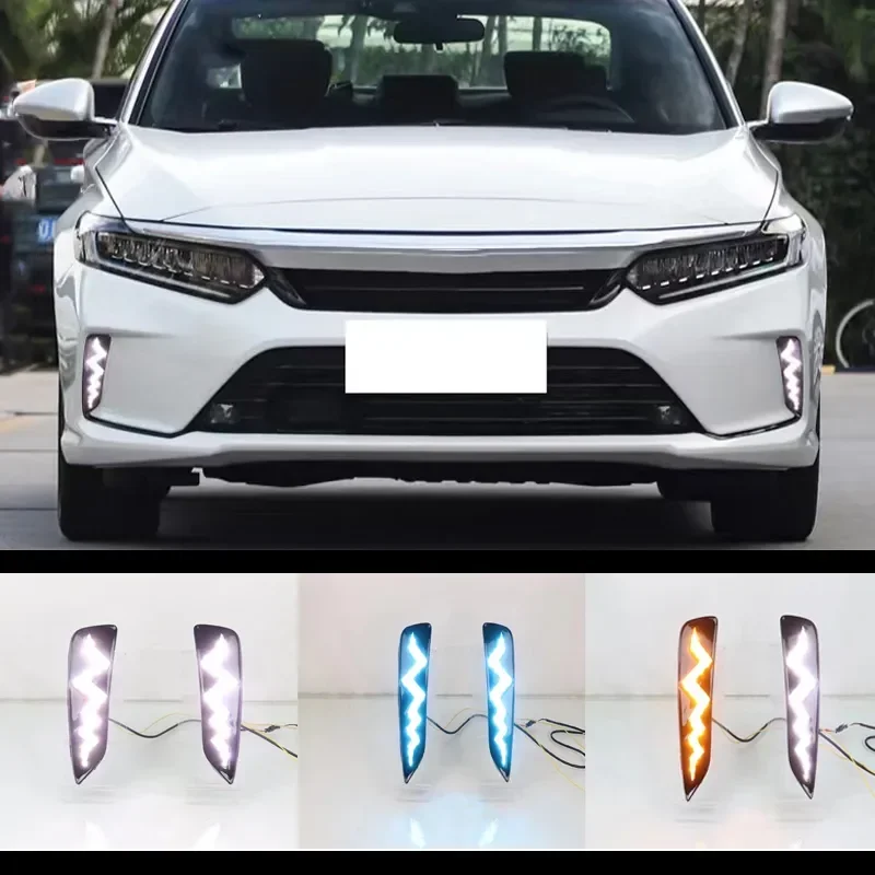 

1Pair LED Streamer Steering Day light DRL For Honda Inspire 2022 Amber Turning Signal Fog Lamp Daytime Running Light