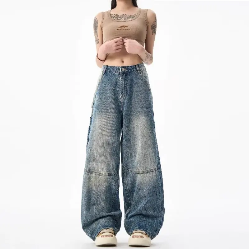 

Women Jeans Y2k 2000s Vintage Baggy Jeans Woman Harajuku Streetwear Oversize Denim Pants Korean Style Straight Hip Hop Trousers