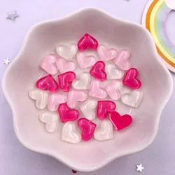 50pcs Resin Cute Crystal Pink Rose White Shiny Heart Art Nail Flatback Rhinestone Figurines DIY Wedding Scrapbook Decor Crafts