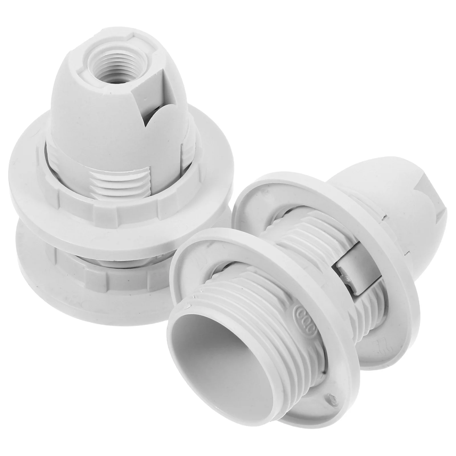 

2Pcs Lamp Holder Base E14 Full Thread White Plastic Replacement Socket for Table Floor Light Fixtures Lamp Bulb Holder