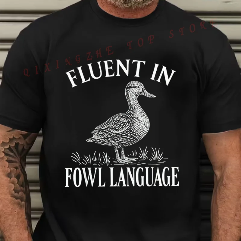 

Мужская винтажная футболка с графическим принтом «Птичий язык», новая мужская тканевая повседневная футболка с круглым вырезом и короткими рукавами