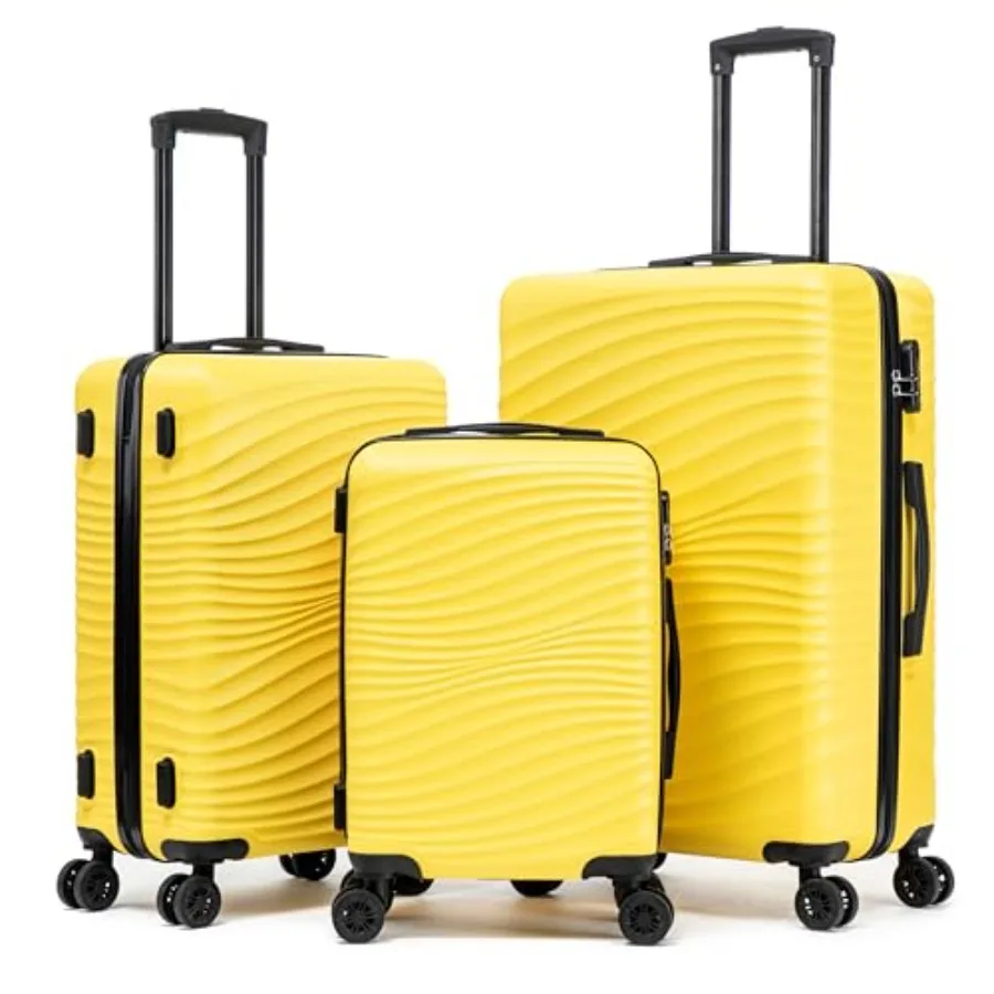 

Rosamo 3 Piece ABS Hardside Luggage Set with Spinner Wheels for Air Travel Lightweight Carry On Suitcase in Black High-Security