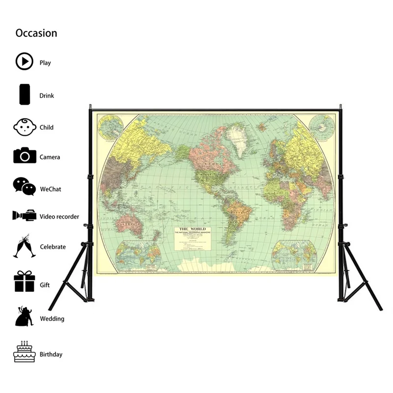 National Geographic - World Map (1932),Poster Wall Hanging Tapestry,Study,Geographical,Tourism/Education Tool
