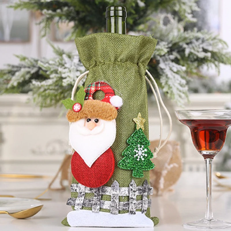 Christmas Wine Bottle Sleeves Cloth Santa Claus Bear Elk Snowman Snow Fashion Wine Bottle Covers