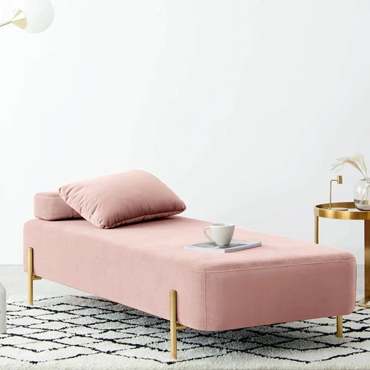 Hotel Pink Velvet Chaise Sofa Two Seater Fabric Living Room Chaise