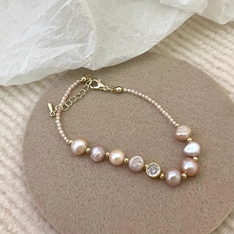 

Korean New Fashion Crystal Natural Pearl Bracelet for Women Personalized New Stainless Steel Bracelet Jewelry Accessories Gift