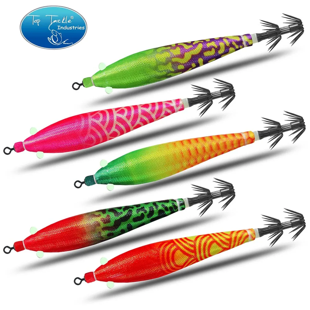 

5 шт. мягкие приманки для кальмара, приманки для морской рыбалки, имитация ночного света, двухслойный джиг-крючок, ложная приманка для океанской рыбалки