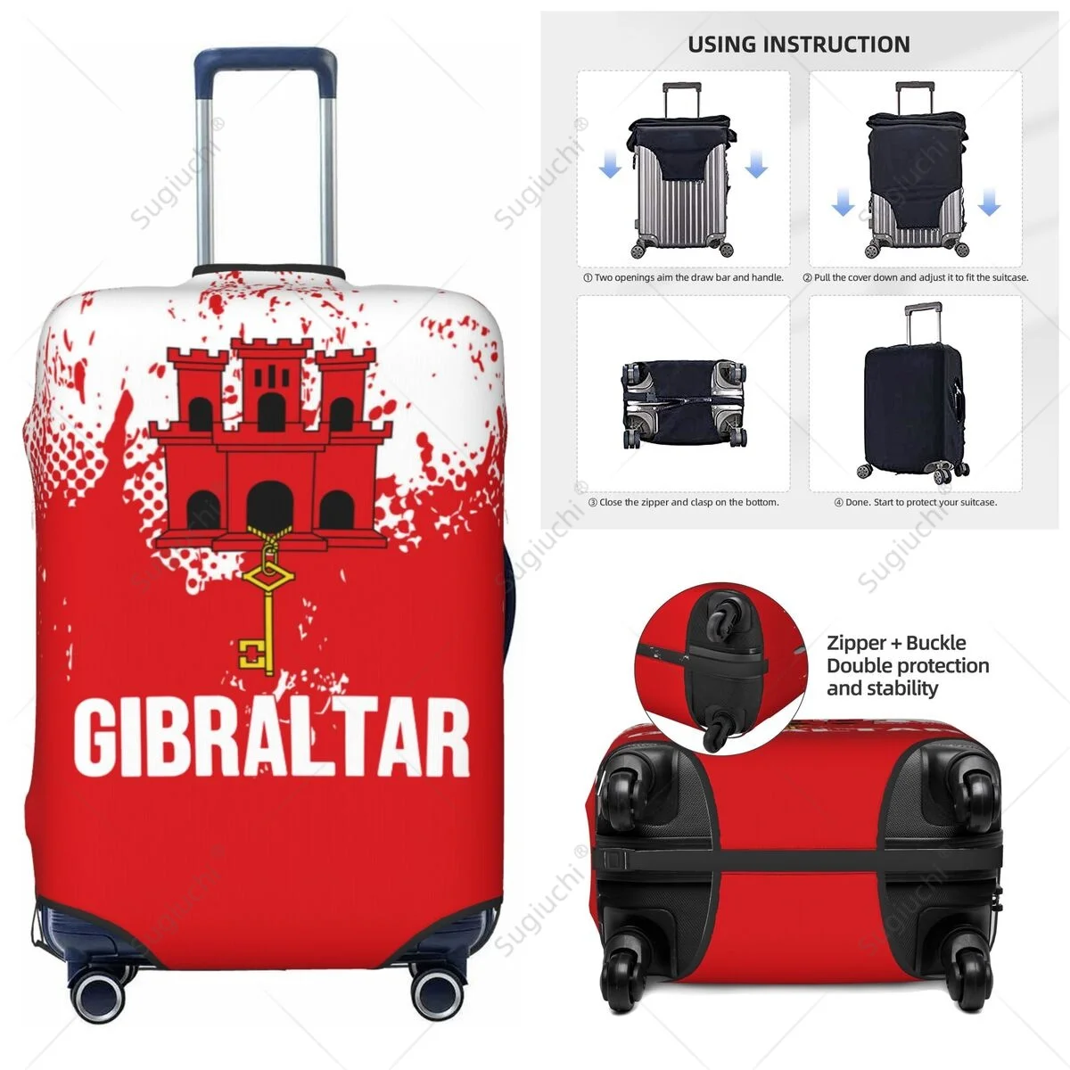 

Gibraltar Flag Luggage Cover Suitcase Elastic Dust Case Travel Accessories Printed Baggage Case Protective