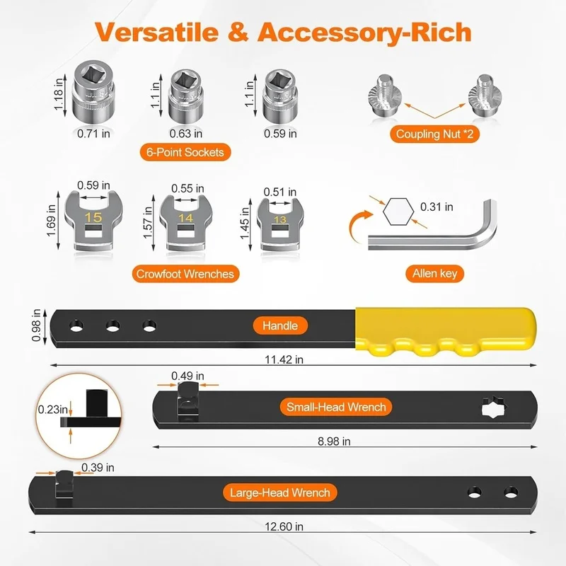DT16 Serpentine Belt Removal Tool Kit, with 15 16 18mm Sockets and 13 14 15mm Wrenches, Universal Automotive Repair Belt