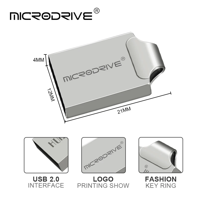 Super Mini Metal USB Flash Drive 256GB/128GB/64GB/32GB/16GB/8GB/4GB Memory stick Waterproof pendrive u disk with key chain