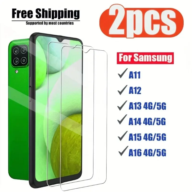 2Pcs Screen Protector Glass Suitable for Samsung galaxy A11 A12 A13 A14 A15 A16 A17 A05 A06 A26 A36 A56 A25 A55 Tempered Glass