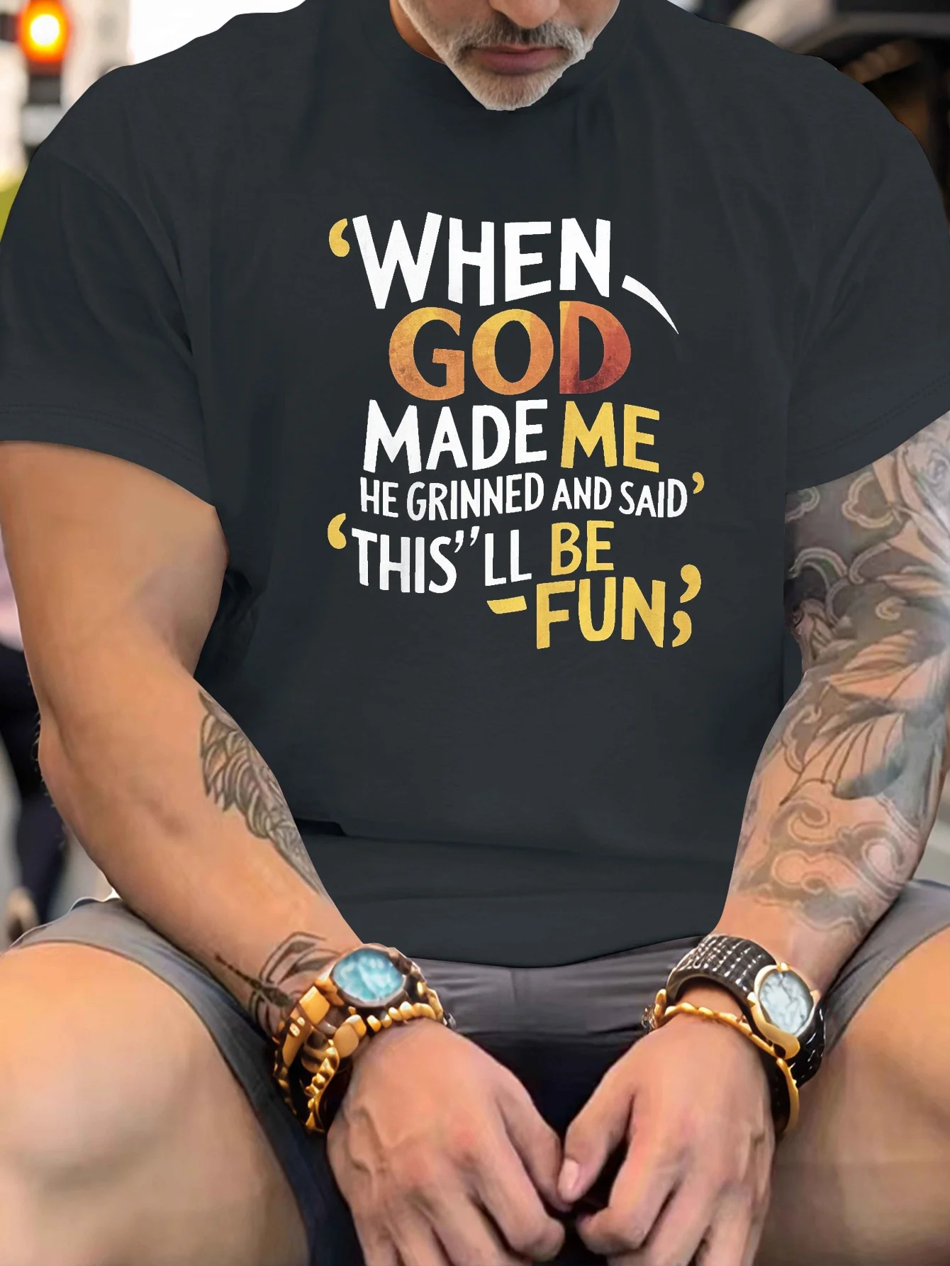 Funny When God Made Me, Folded Large Men's T-Shirt