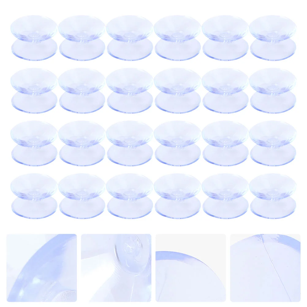 24 Pcs Suction Cups Sucker Glass Table Spacers Clear for Double-sided Without Bumpers Anti-slip Pads Double Sided Sucker