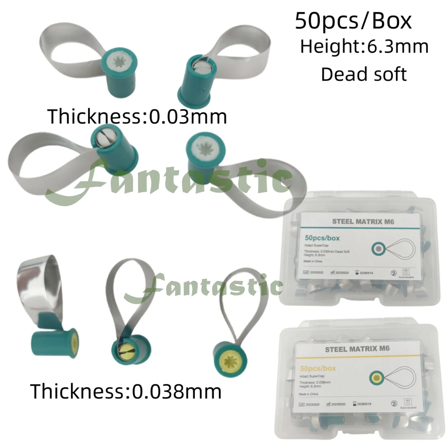 

50Pc Dental Matrix Bands Steel Matrix Double-Side Contoured Anatomically Shaped Matrix Bands Knob Type Matrix Dentistry Material