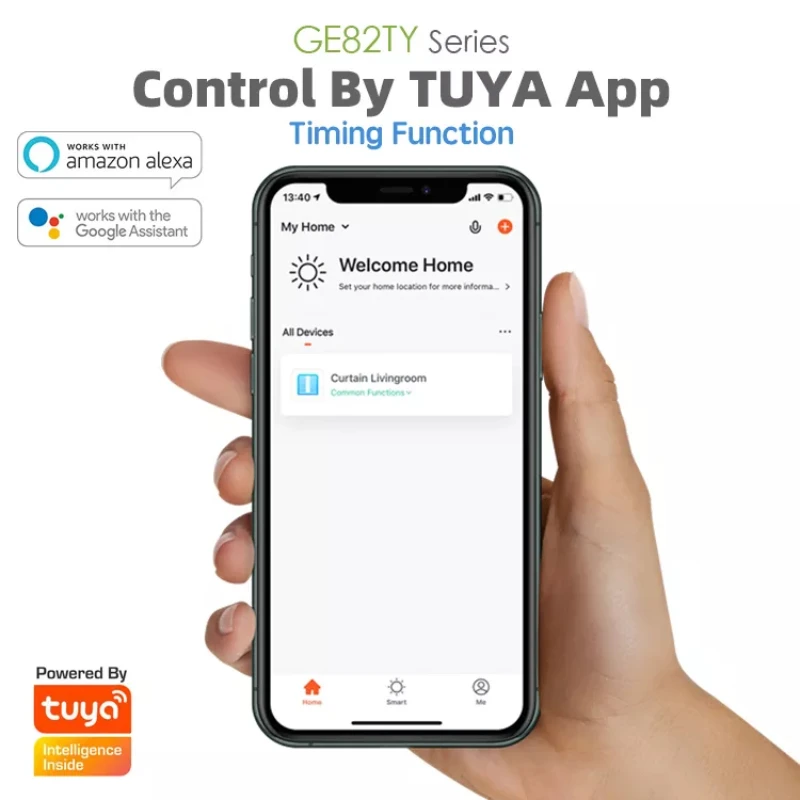 Tuya Home Hotel Electric Curtain Motor Supports Alexa Google Voice Smart Control