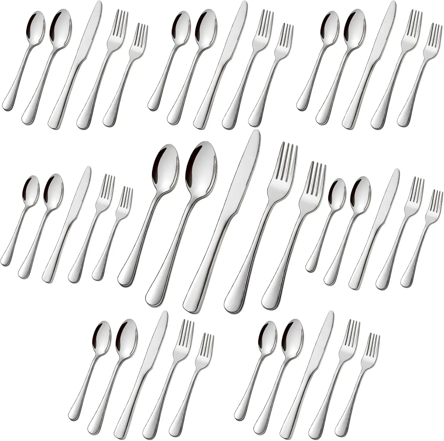 

80-Piece Stainless Steel Flatware Set for Home and Restaurant Use, Rust-Resistant Silver Utensils