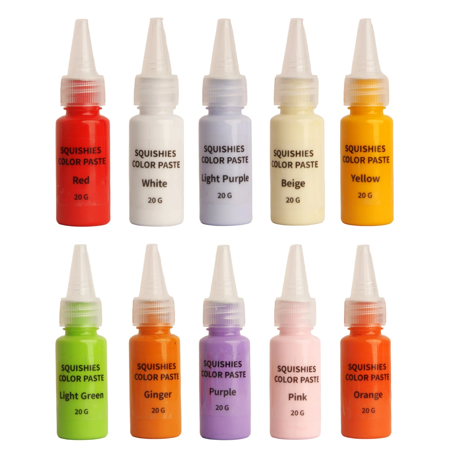 

10-Color Silicone Liquid Pigment Paste for Squishy Maker, 20g/Bottle - Neon & DIY Mold Coloring Supplies