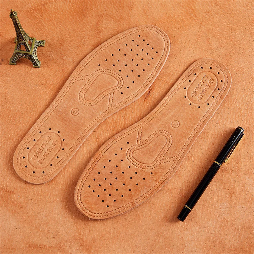 1/3PAIRS Shock Absorbing And Breathable Firm And Non-slip Genuine Leather Absorb Sweat Insole Wear-resistant Printing