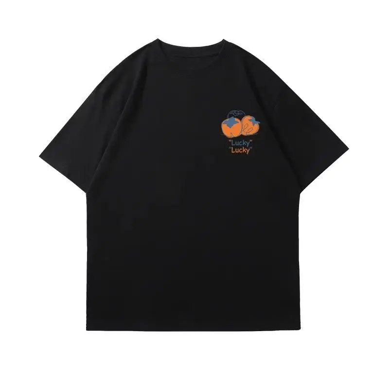 

New Fashion Brand Simple Printed Short Sleeve T-shirt Men 2025 Summer Relaxed Breathable Fruit Printing