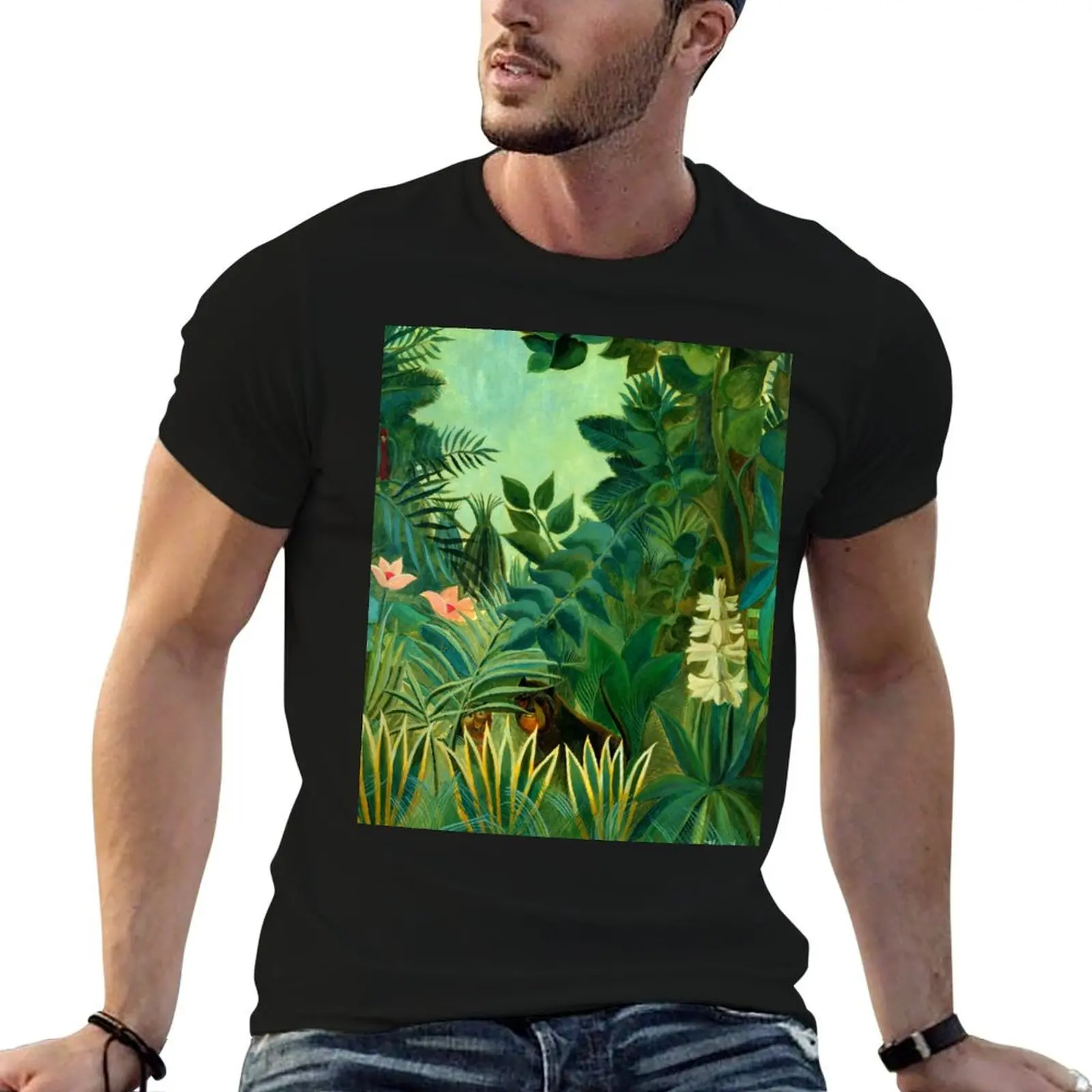 

Henri Rousseau The Equatorial Jungle, 1909 T-Shirt summer top tops vintage clothes Men's t-shirts