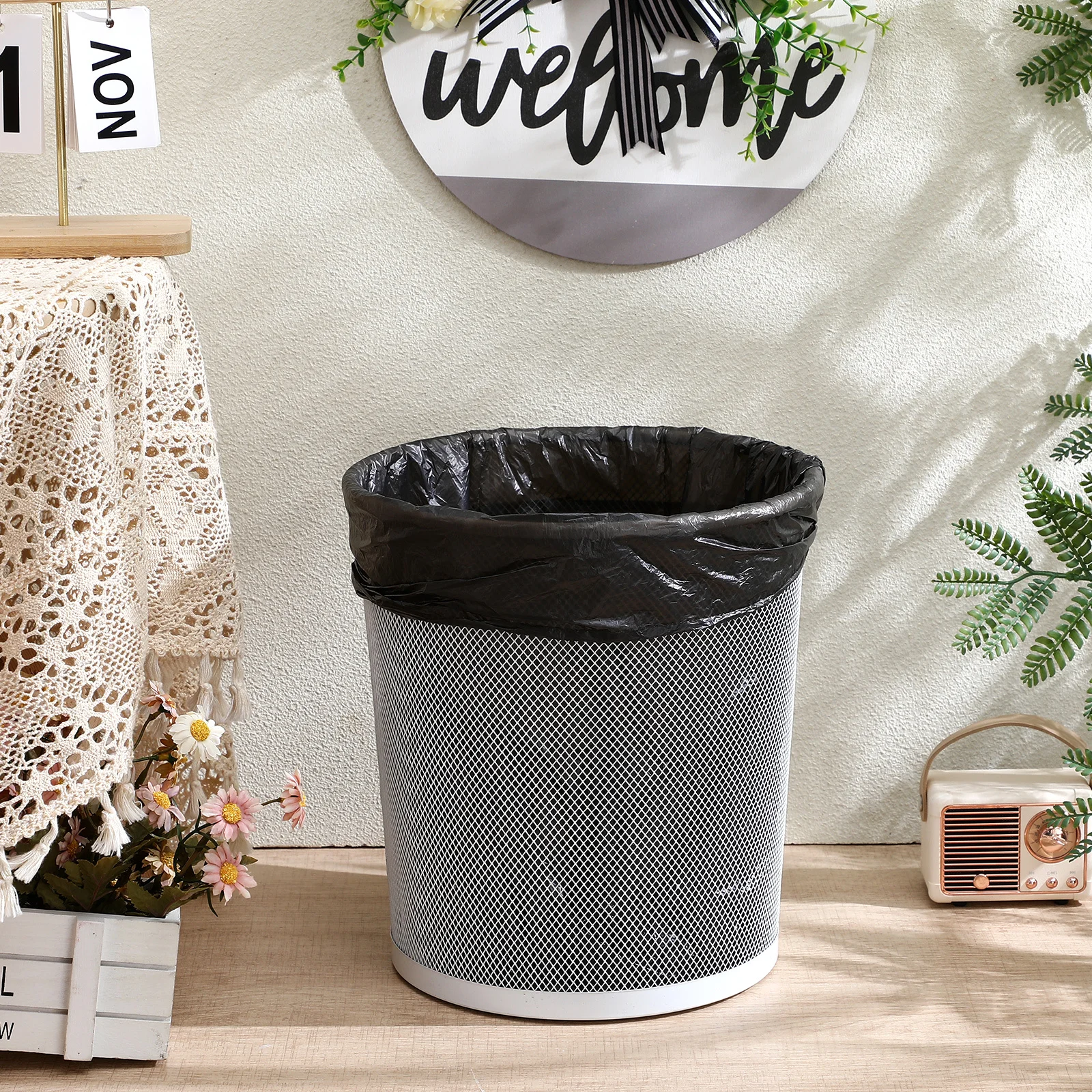 

100pcs 5 Rolls Trash Kitchen Bathroom Office Plastic Thicken Wastebasket Heavy Plastic Trash Bags Roll Duty Waste Bags