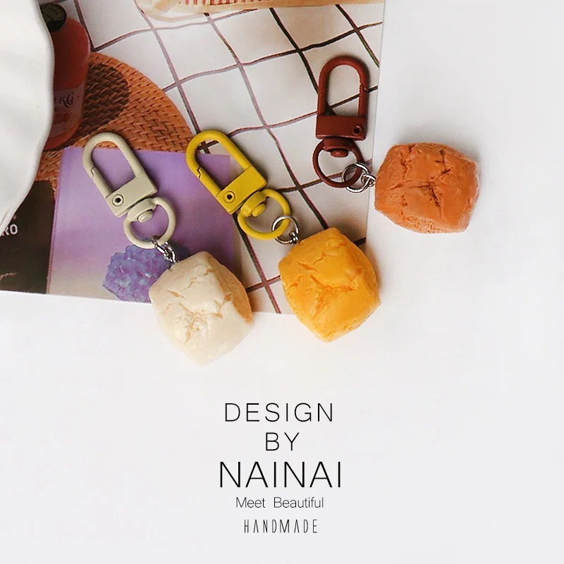 Adorable Breakfast Series Steamed Bun Keychain Bag Charm Miniature Simplicity Versatile Accessory for Bags And Keys