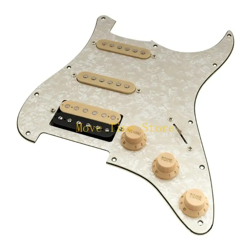92ME Loaded Guitar Guard Plate with HSS Pickup Layout, Control Knobs and Blade Selector for Electric Guitar Repair Work