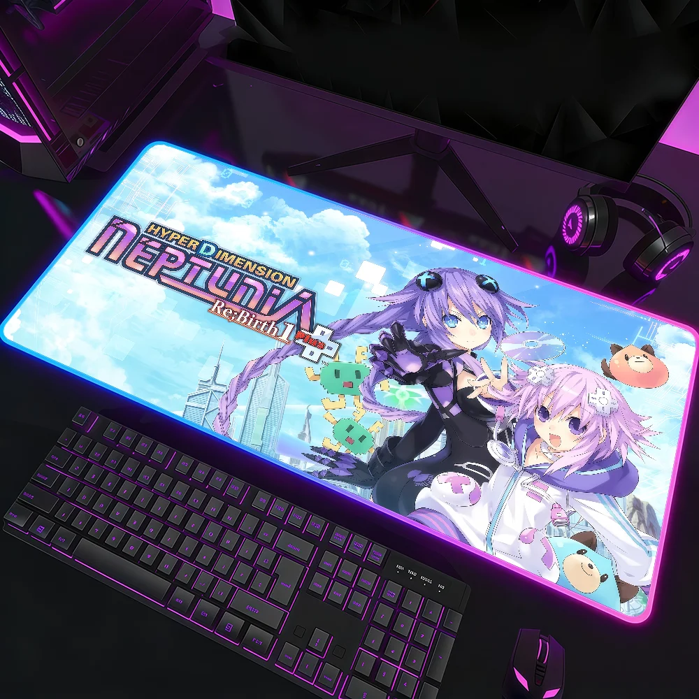 

Game H-Hyperdimension N-Neptunia Mouse Pad Waterproof RGB LED Light Colorful Game Keyboard Non-slip Cover Desk-mat Surface