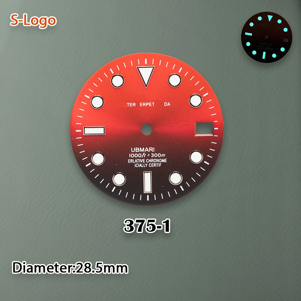 S شعار 28.5 مللي متر SUB الطلب الأحمر مناسبة لحركة NH35/NH36/4R/7S الجليد الأزرق مضيئة التدرج ساعة مزدوجة تعديل الملحقات