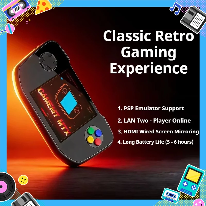 GameMT MTX Open Source Retro Handheld Game Console Supports GBA Cartridge HDMI TV Output Portable Pocket Arcade Game Player
