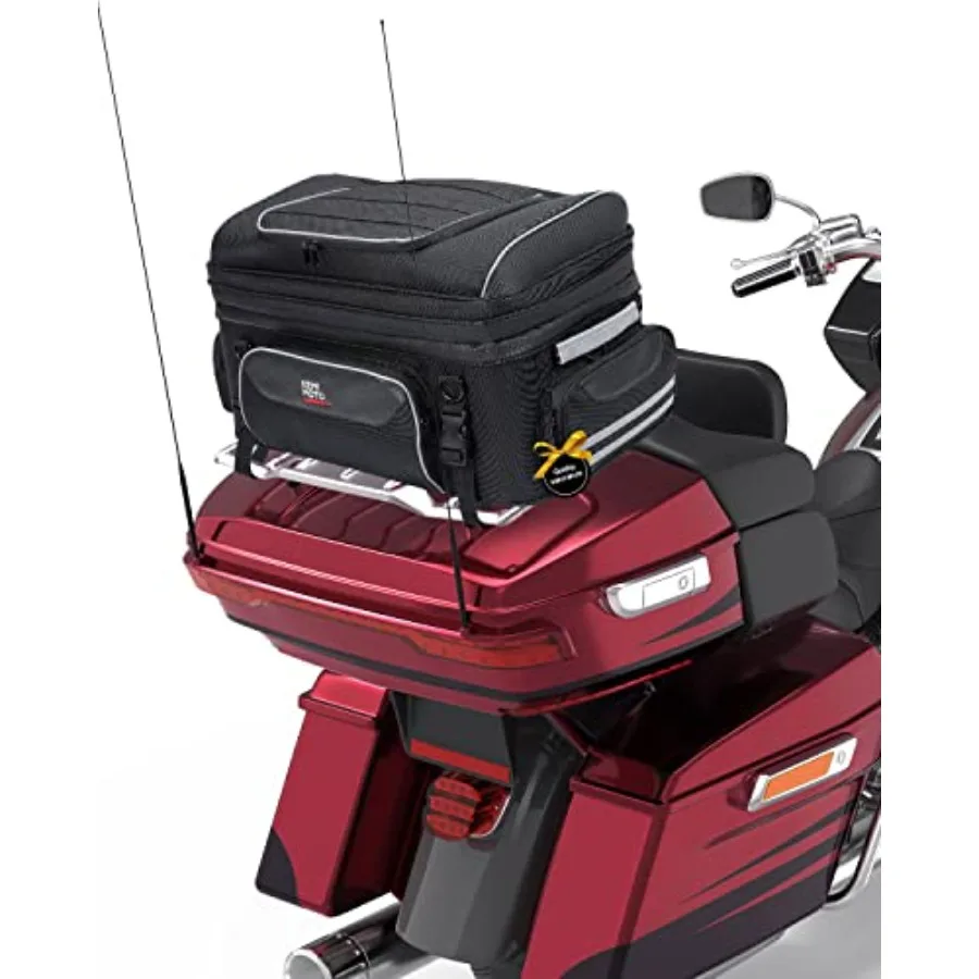 

Motorcycle Travel Luggage Rack Tail Duffle Bag Collapsible Trunk Bag with Bar Straps Compatible with Road King Street Glide Roa