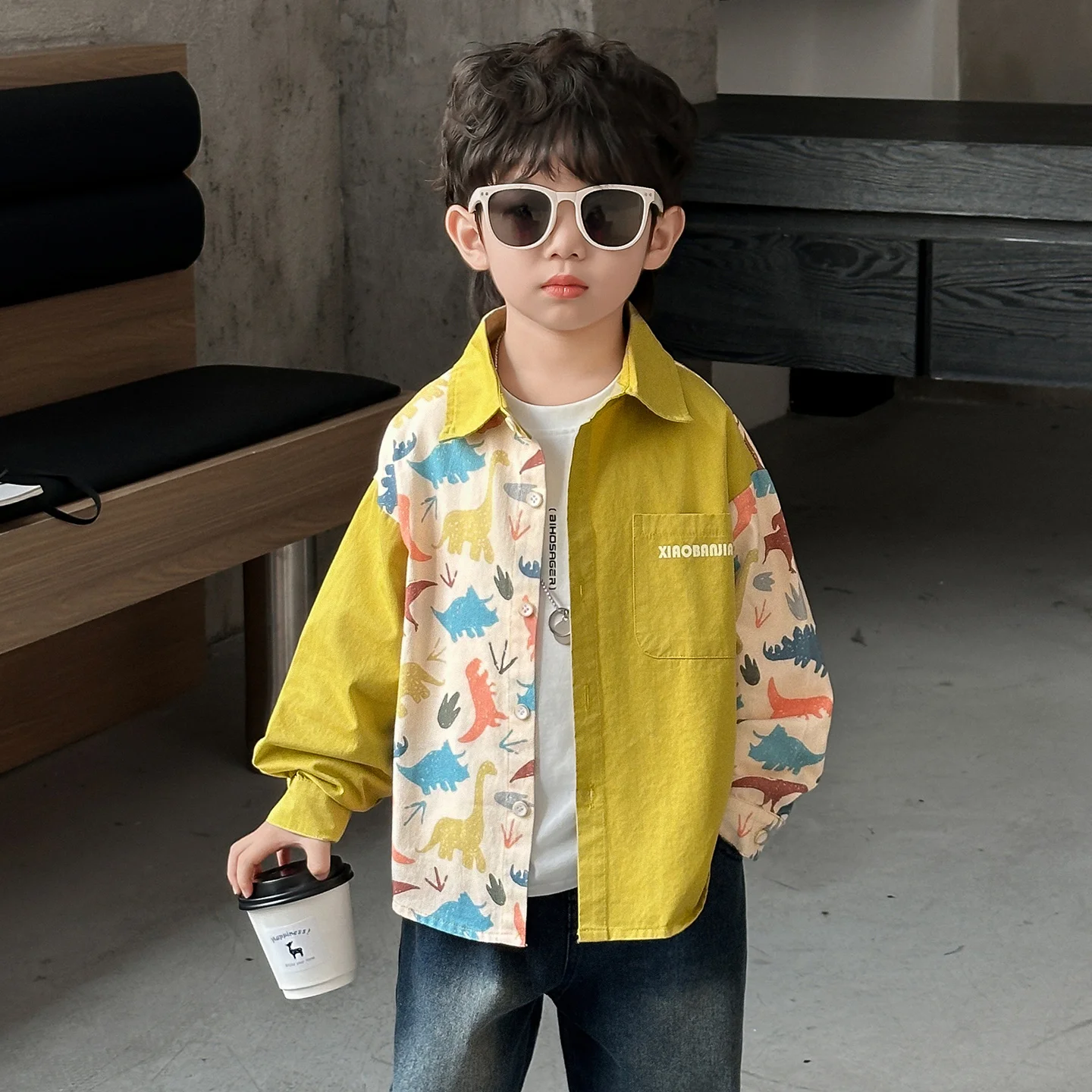 

Boys Long Sleeve Shirt Thin Style Autumn Fashion Baby Outfit Casual Windbreaker Cotton Polyester Blend Summer Memory Shape
