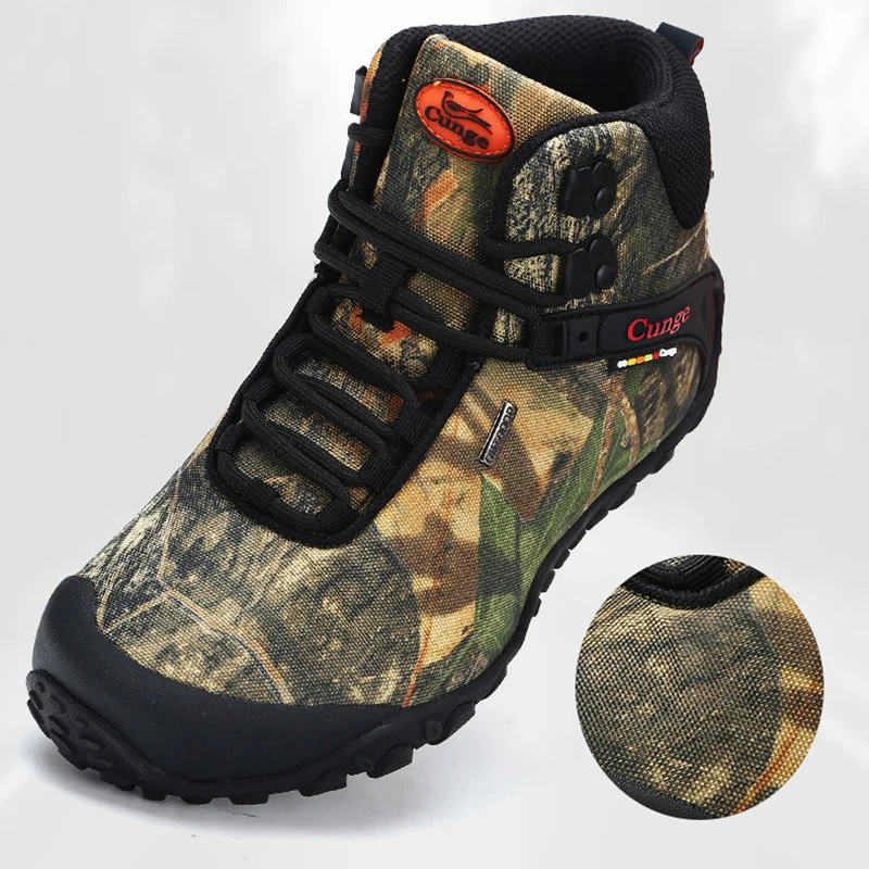 Camo  Boots Men Waterproof Wear-resistant Big Size 39-46   Shoes Male Outdoor Climbing Hiking Sneakers