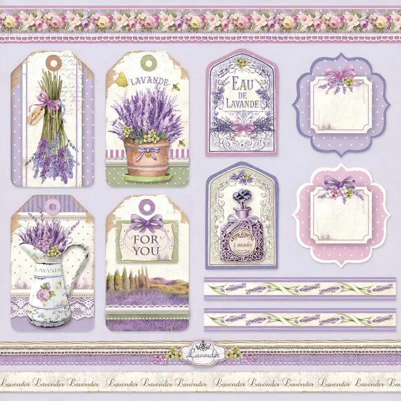 9Pcs/Pack Vintage Provence Lavender Sticker DIY Craft Scrapbooking Album Junk Journal Decorative Stickers