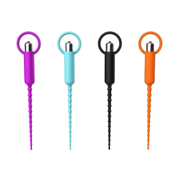 Silicone Vibrating Urethral Sound Ribbed Penis Plug Male Masturbator 10 Modes Adjustable Speed Waterproof Male Sex Toy for Men