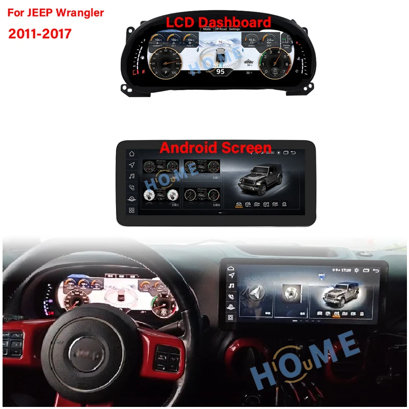JT Android 13 Screen Carplay LCD Speedometer Display Panel For Jeep For Wrangler For 3 For JK 2011 - 2017 Instrument Cluster Vir