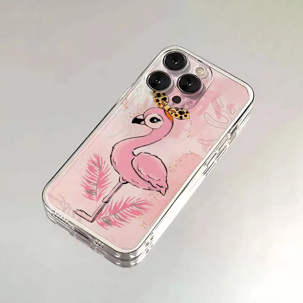 حافظة هاتف فلامنغو وردية لطيفة لهاتف آيفون 16,15,14,13,12,11,17 Pro,Max,Plus,X,XS,XR,SE,غطاء ناعم شفاف صغير #6