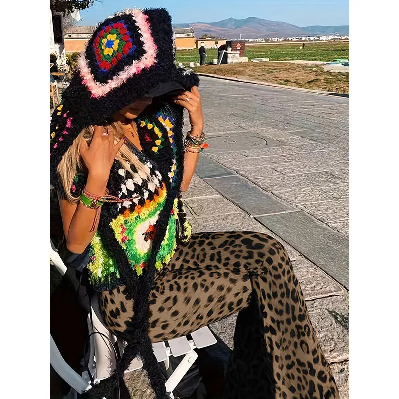 ارتفاع الخصر ليوبارد طباعة متوهج السراويل النسائية التخسيس تنوعا جرس بوت ضيق قاعدة مرنة طبقة السراويل عادية Sle #4