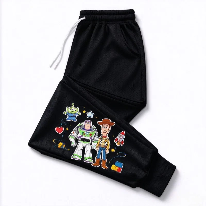TOPTOY Licensed Cartoon Toy Character Print Jogger Pants Unisex Men Women All Season Casual Mesh Cuffed Sweatpants Trousers