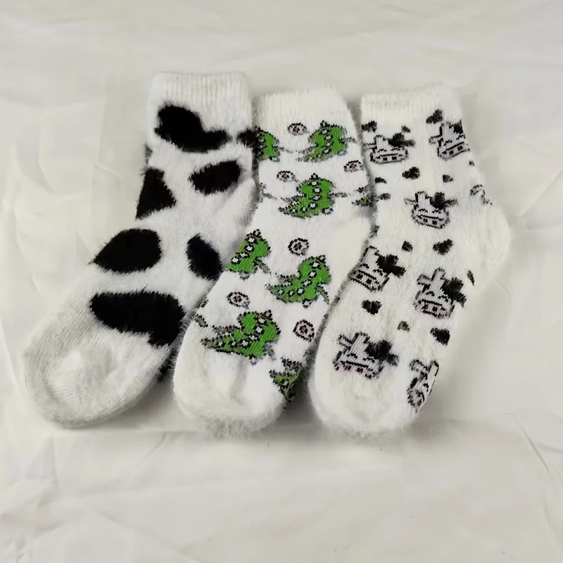 Autumn and Winter Style Milk Point Fuzzy Socks, Thickened Inner Lining for Warmth, Cute Family Warm Socks view 5