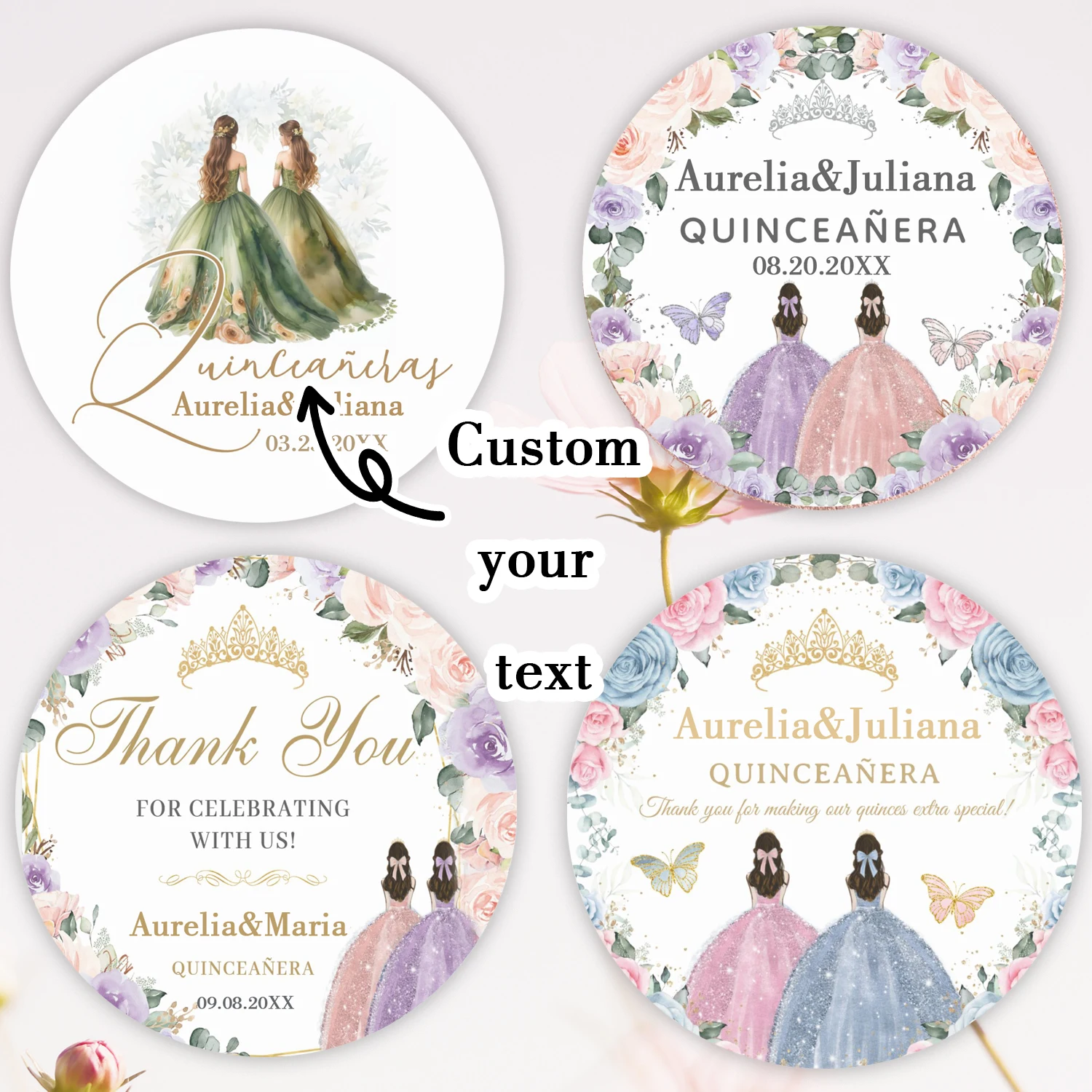 

48PCS Birthday Princess Stickers - Personalized Party Decoration Tags, Celebrations, Time Gift Packaging