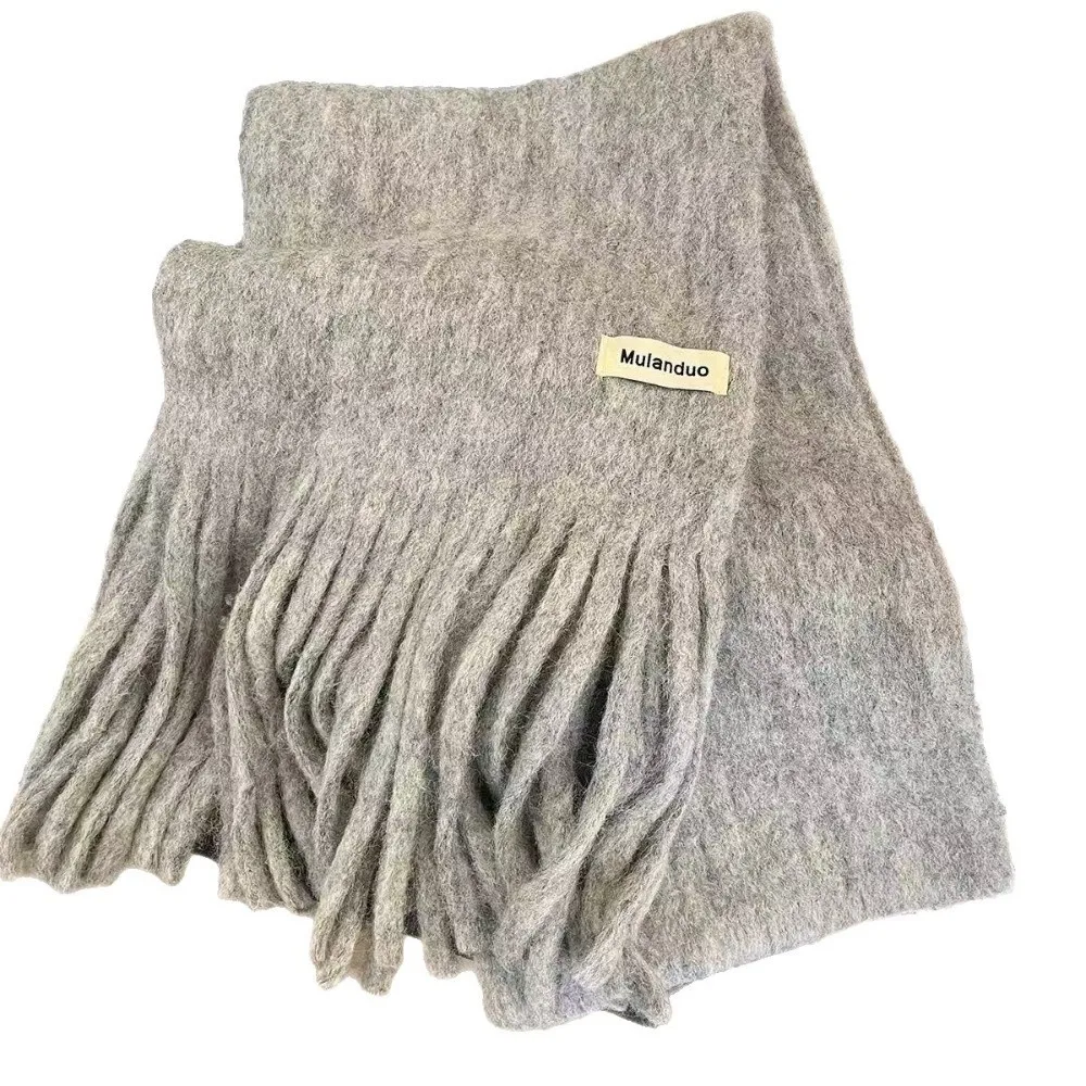 جديد بلون الشتاء وشاح من الصوف الدافئة لينة الكشمير وشاح سميكة الموهير شرابة طويلة الأوشحة النساء