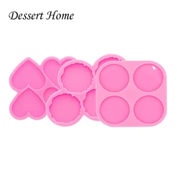 DY1026 Geoda socket Irregular Circle Silicone Molds, Square/octagon/hexagon/heart Resin Crafting Mold Badge Reel Crafts Epoxy